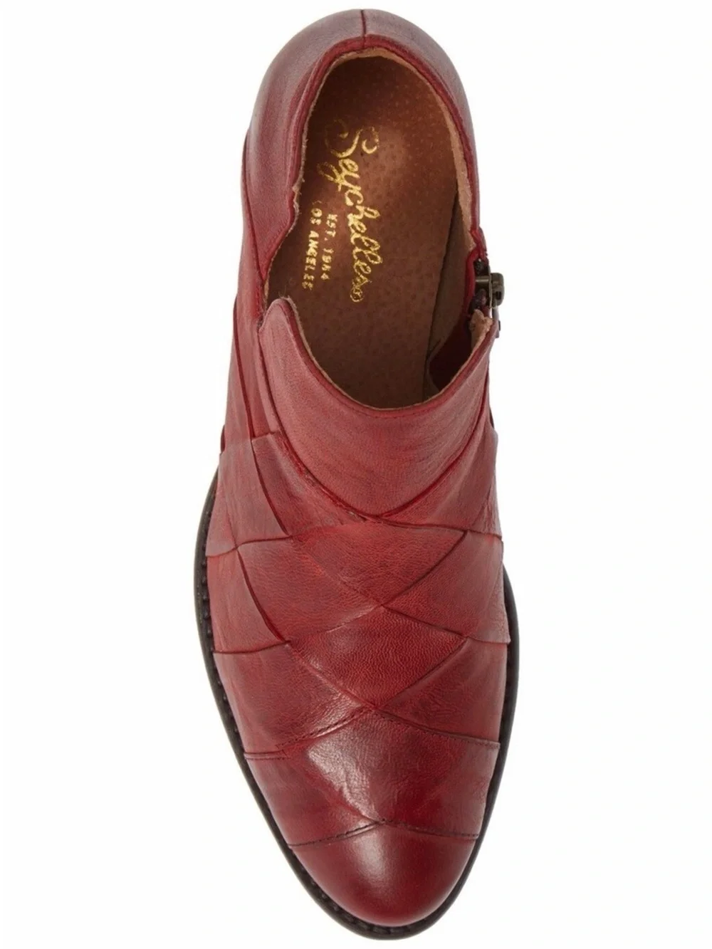Anthropologie Seychelles Boho Deep Sea woven leather ankle booties in red
